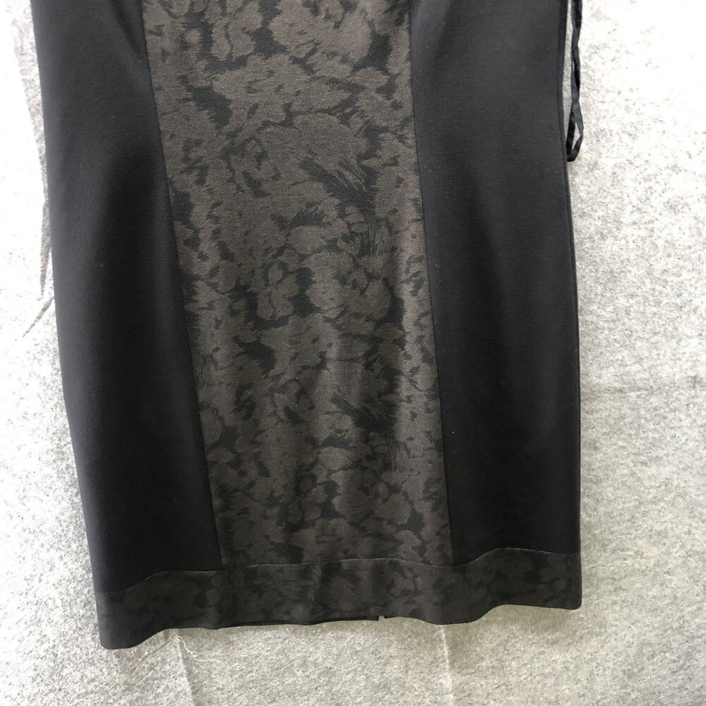 Tahari Arthur S Levine Dress Size 12 Sheath Black Brown Sleeveless Career‎ Ponte - Picture 4 of 10